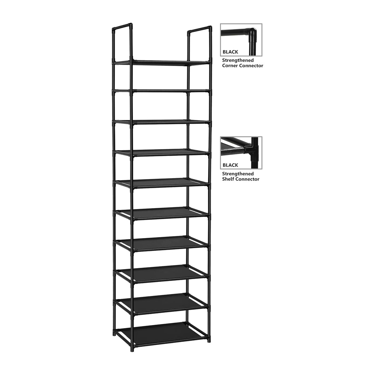 Schuhregal aus Metall in Schwarz für 25 Paare, minimalistischer Schuh-Organizer für den Eingangsbereich oder Schrank - Bild 6