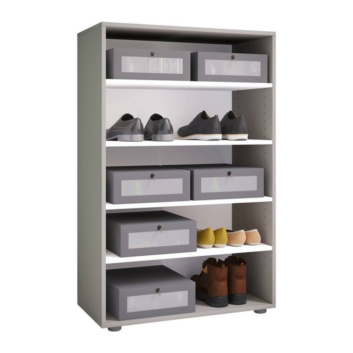 Schuhregal Lona von VCM Möbel in Grau und Weiß aus Metall, B/H/T: 70 x 110 x 37 cm - Bild 1