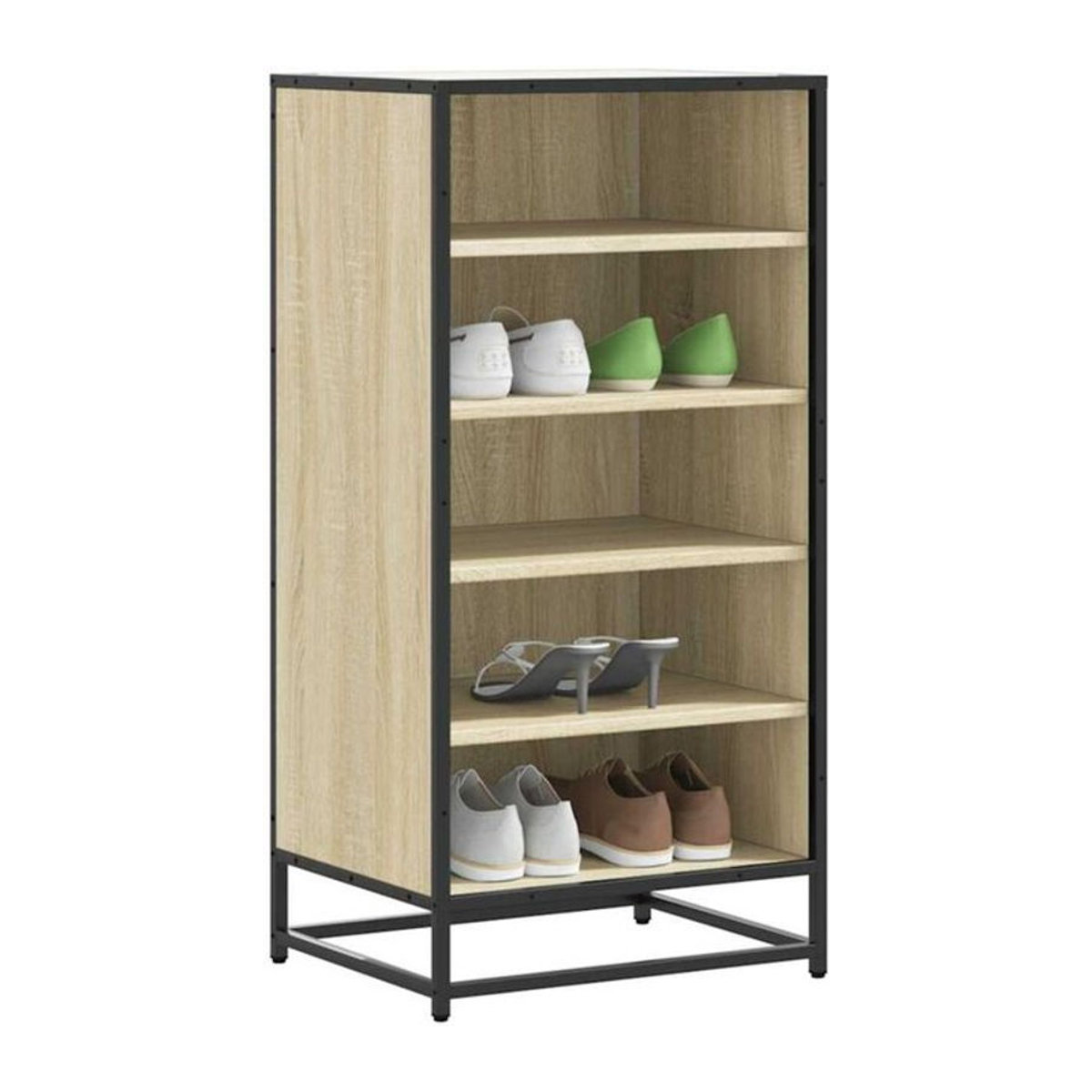 Schuhregal vidaxl in Sonoma-Eiche Natur und Braun aus Holzwerkstoff und Metall, Modern, B/T/H: 48 x 38 x 97,5 cm - Bild 1