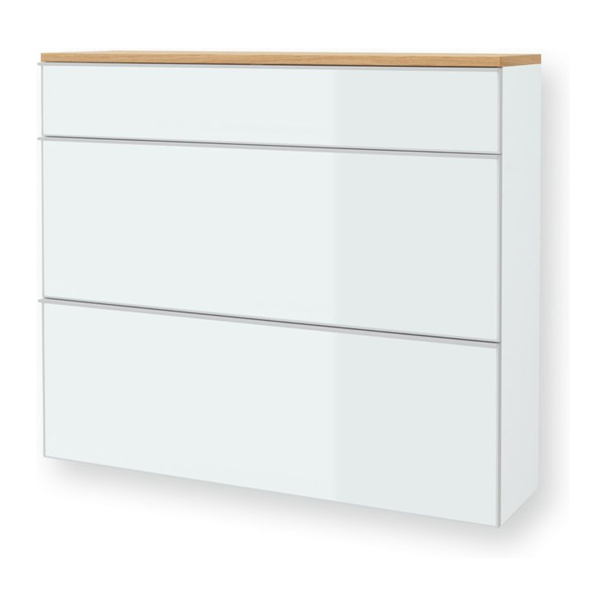 Schuhschrank Rolf Weber VERSMOLD in Weiß mit Drehtüren und Glas, Modernes Design aus Eiche und Metall, B/T/H: 120 x 31 x 102 cm - Bild 1