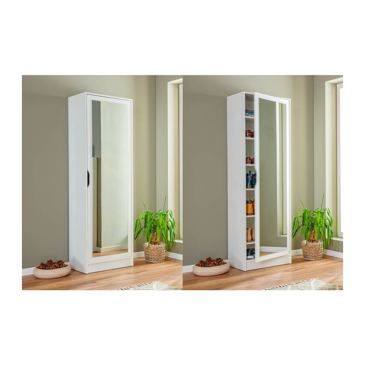 Schuhschrank Westphalen Inter Link mit Spiegeltür in Weiss, B/H/T: 40 x 189,5 x 58 cm - Bild 3