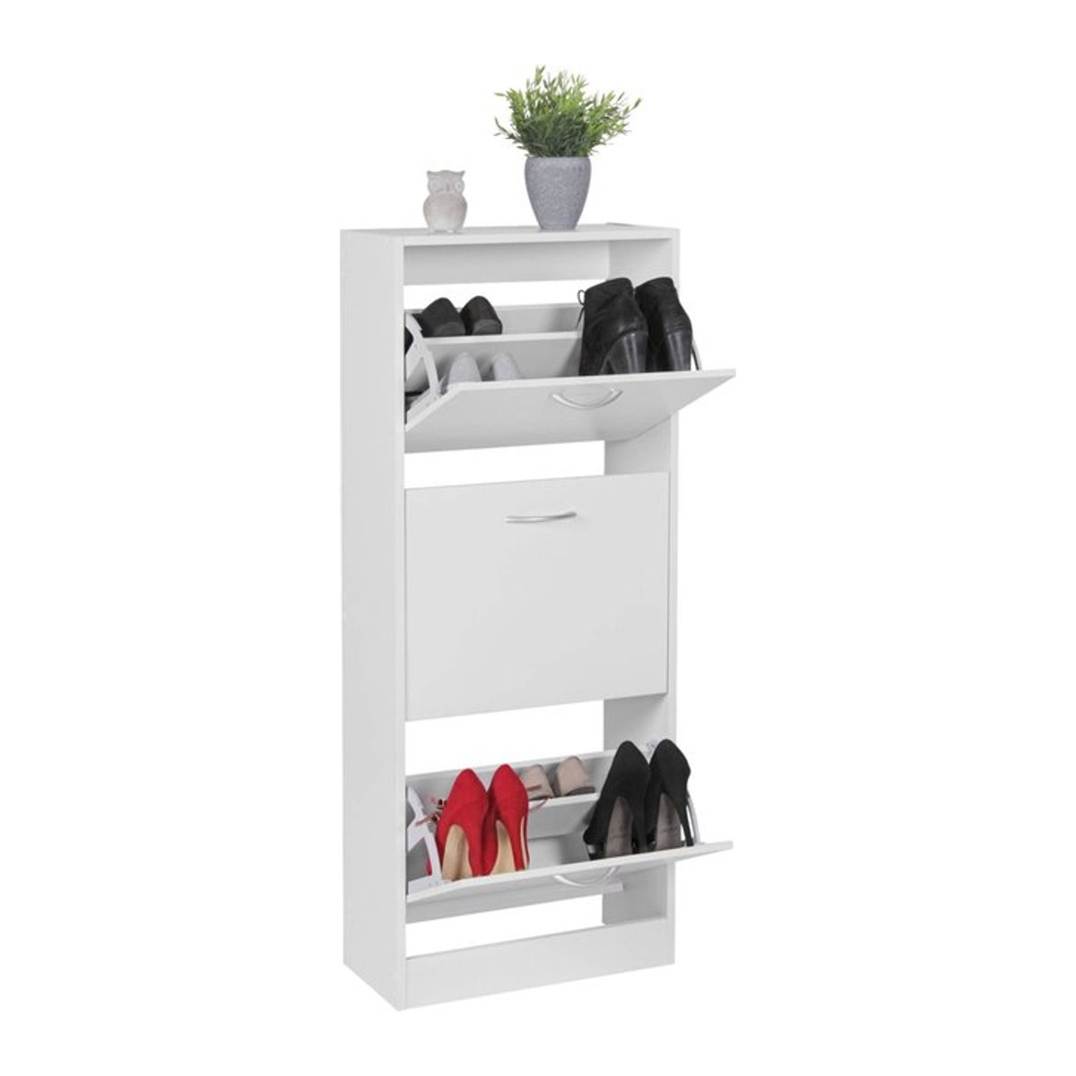 Schuhschrank Wohnling Modern mit Drehtüren Weiß B/H/T: 50 x 125 x 24 cm - Bild 1