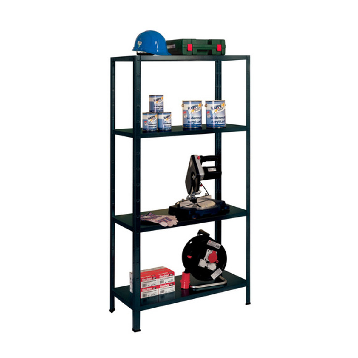 Schulte Regalwelt Stecksystem-Grundregal aus Metall in Schwarz im Industrial Design, H x B x T: 180 x 80 x 40 cm - Bild 2
