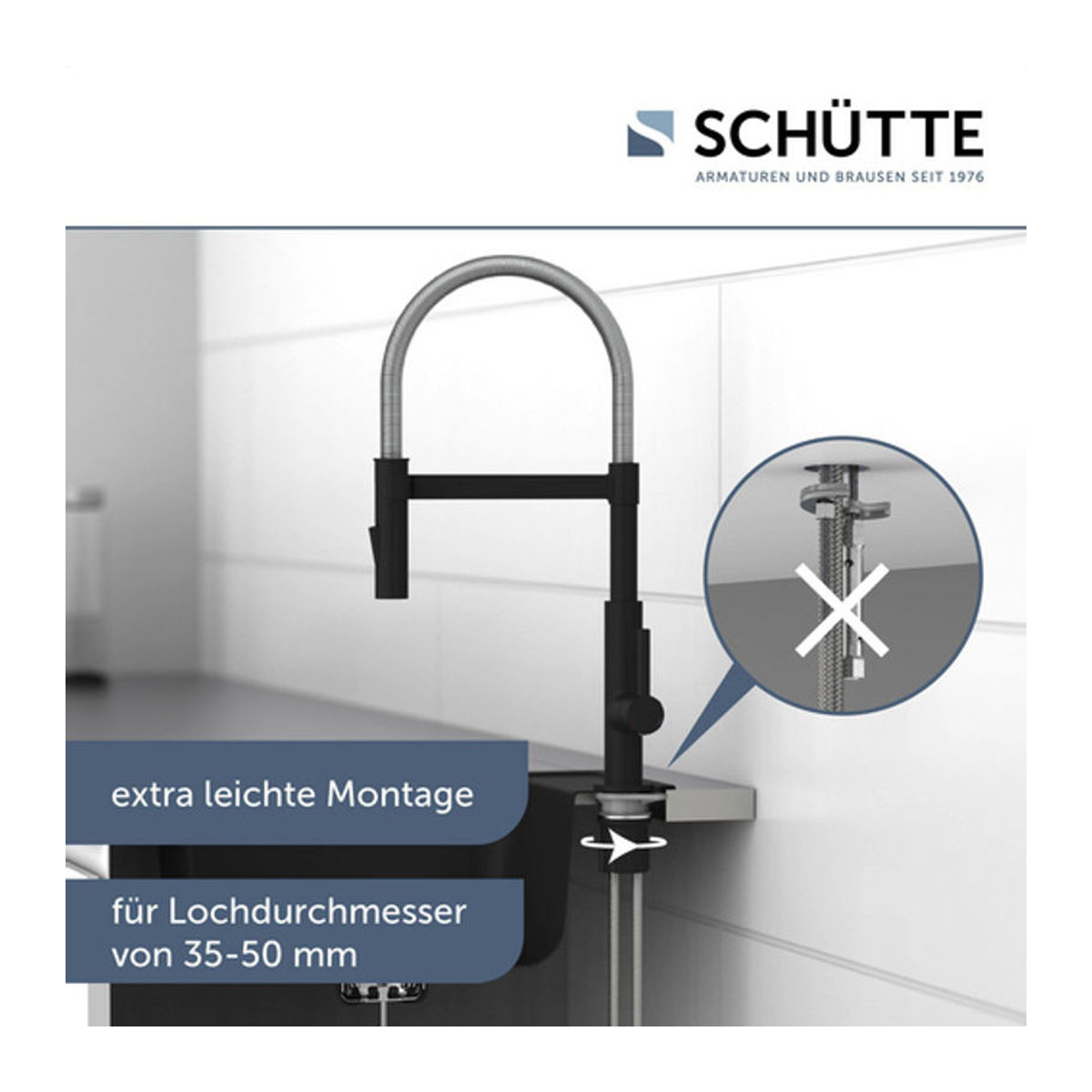 SCHÜTTE Küchenarmatur MIAMI mit Geschirrbrause in Chrom und Schwarz matt - Bild 5