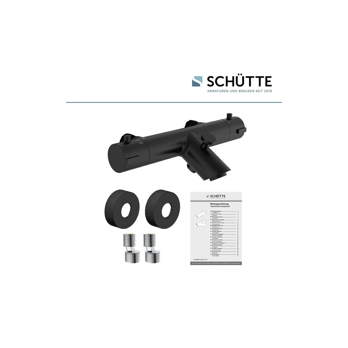 SCHÜTTE Thermostat Wannenarmatur LONDON in Schwarz matt aus Messing für Wandmontage - Bild 3