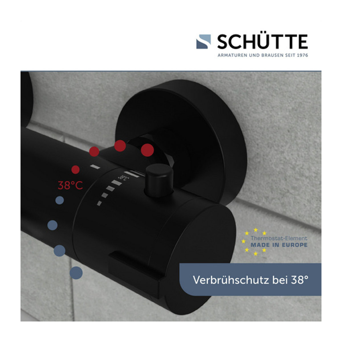 SCHÜTTE Thermostat Wannenarmatur LONDON in Schwarz matt aus Messing für Wandmontage - Bild 6