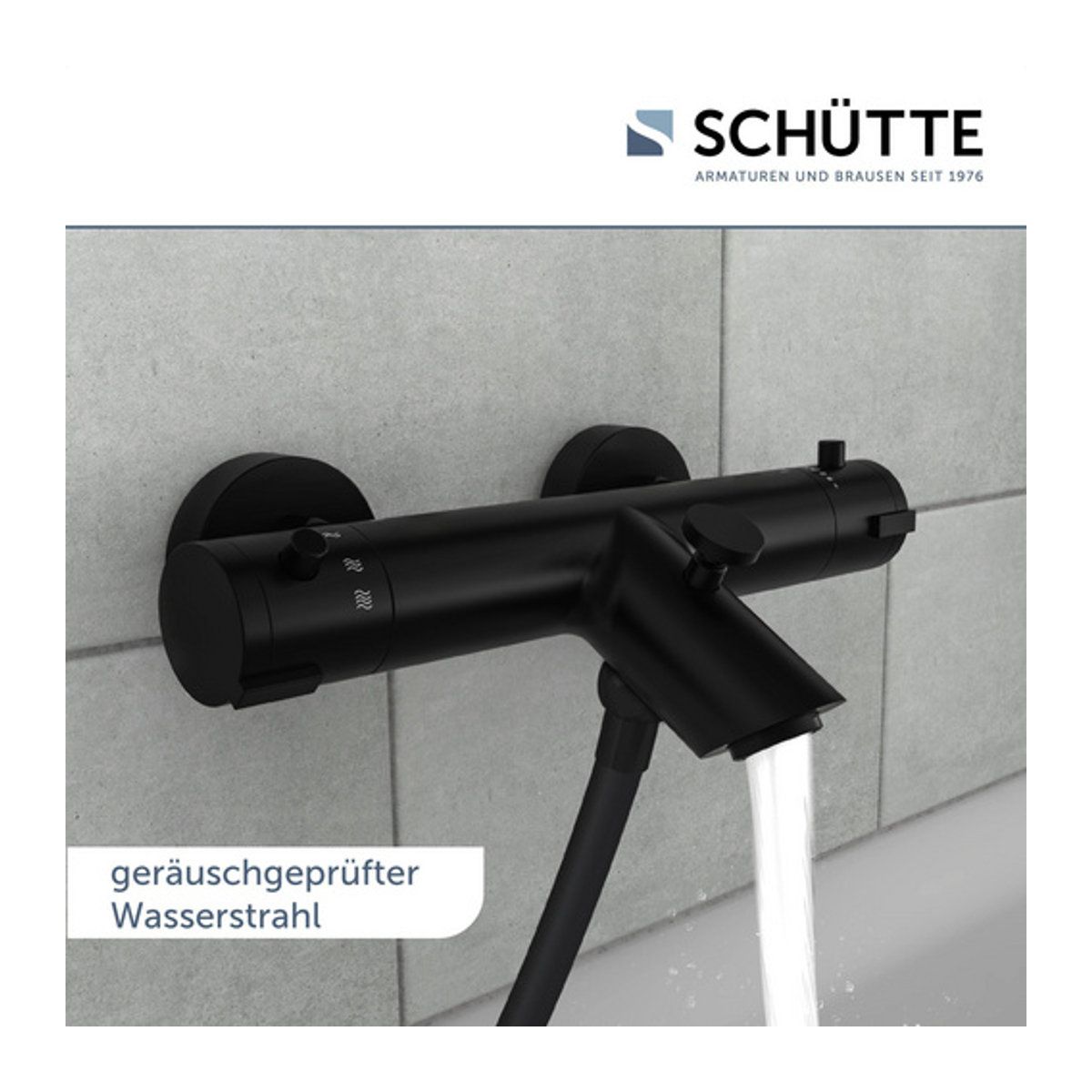 SCHÜTTE Thermostat Wannenarmatur LONDON in Schwarz matt aus Messing für Wandmontage - Bild 7