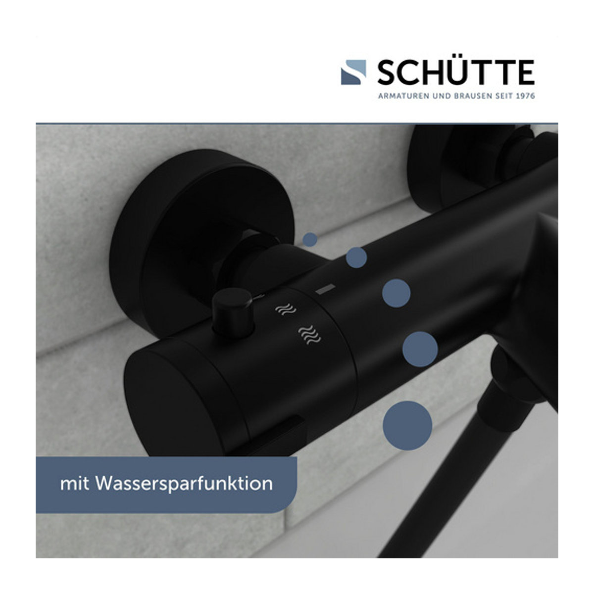 SCHÜTTE Thermostat Wannenarmatur LONDON in Schwarz matt aus Messing für Wandmontage - Bild 8