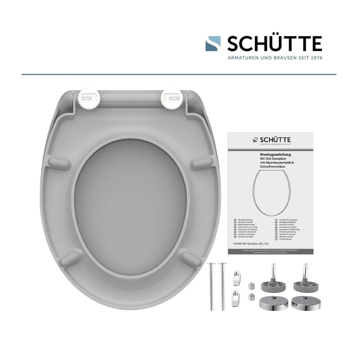 Schütte WC-Sitz Grey aus Duroplast in Oval mit Softclose-Funktion, Grau - Bild 3