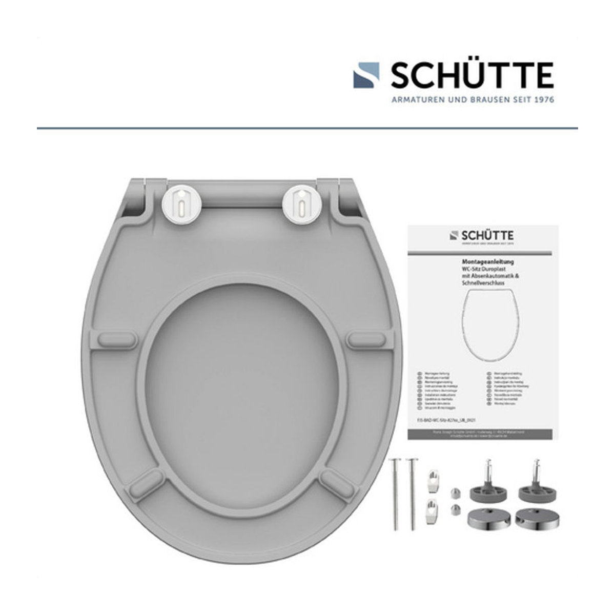 Schütte WC-Sitz Slim aus Kunstharz mit Absenkautomatik und Schnellverschluss in Grau - Bild 3