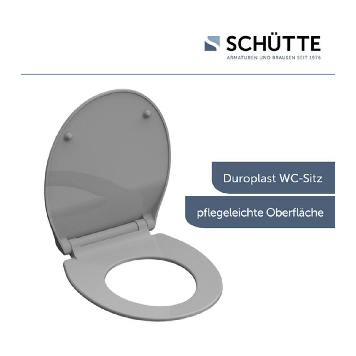 Schütte WC-Sitz Slim aus Kunstharz mit Absenkautomatik und Schnellverschluss in Grau - Bild 4
