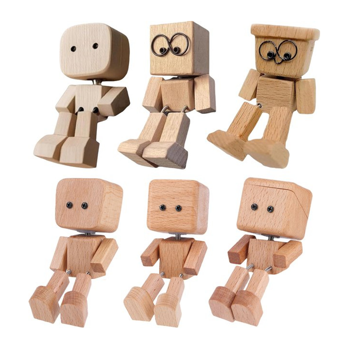 Schüttelnde Holzfigur als Autodekoration mit Clip in Braun - Bild 1