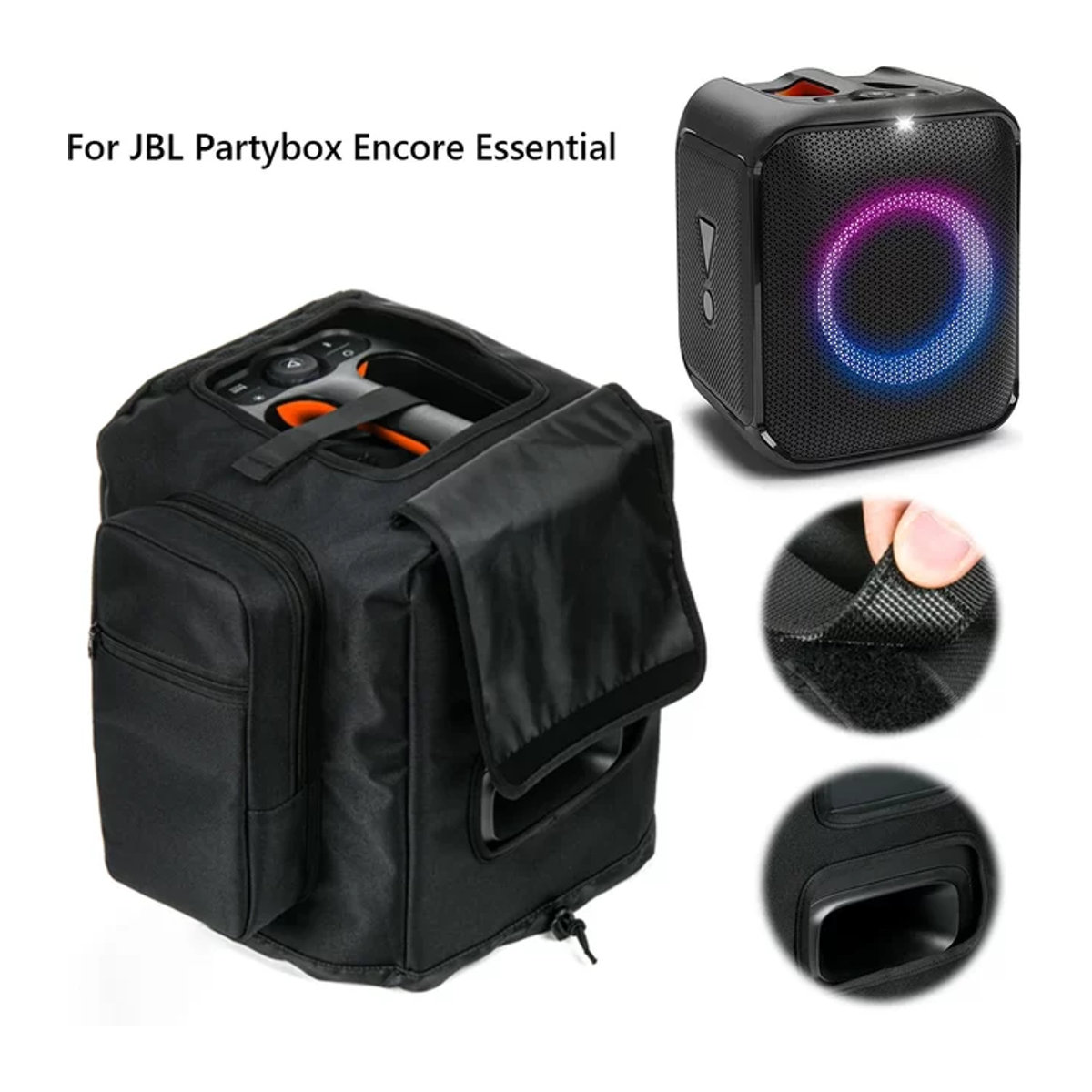 Schützende Lautsprecherhülle in Schwarz für JBL PartyBox Encore Essential als staubdichte Ersatz-Schutzhülle und Tragetasche - Bild 1