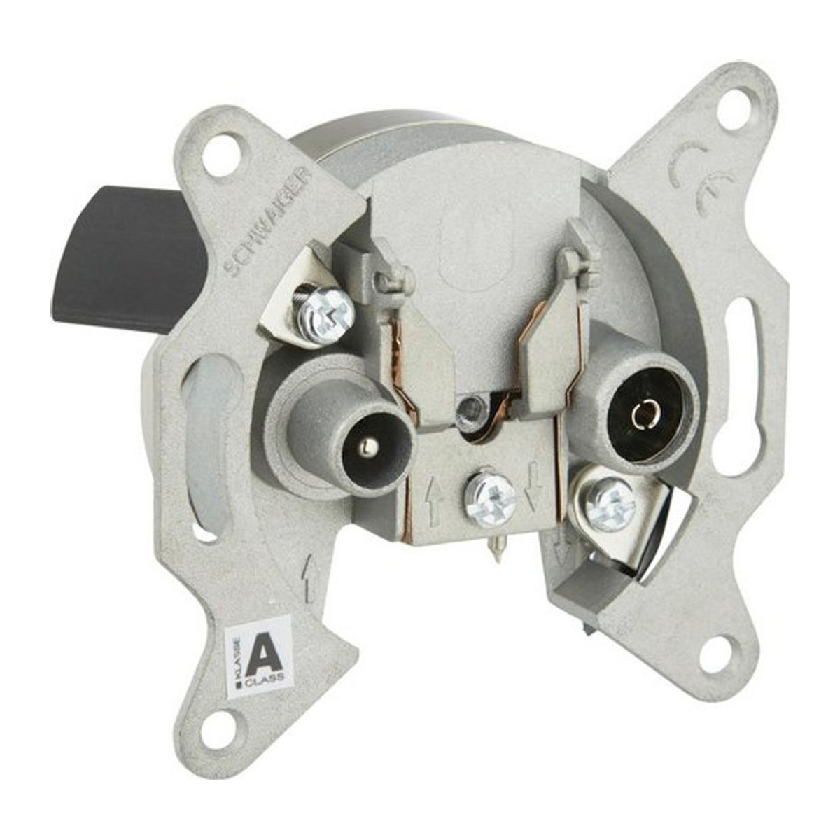 Schwaiger Antennen Durchgangsdose DSG 2-Loch in Silber aus Aluminium für Einzel- und Gemeinschaftsantennenanlagen mit 19dB Dämpfung - Bild 2
