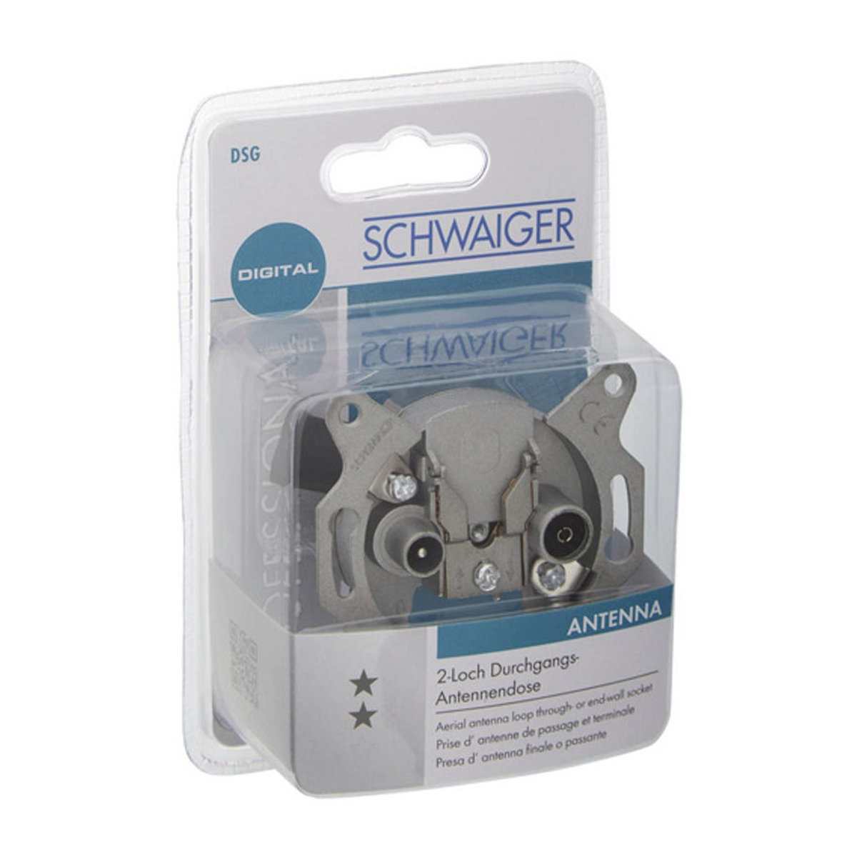 Schwaiger Antennen Durchgangsdose DSG 2-Loch in Silber aus Aluminium für Einzel- und Gemeinschaftsantennenanlagen mit 19dB Dämpfung - Bild 3