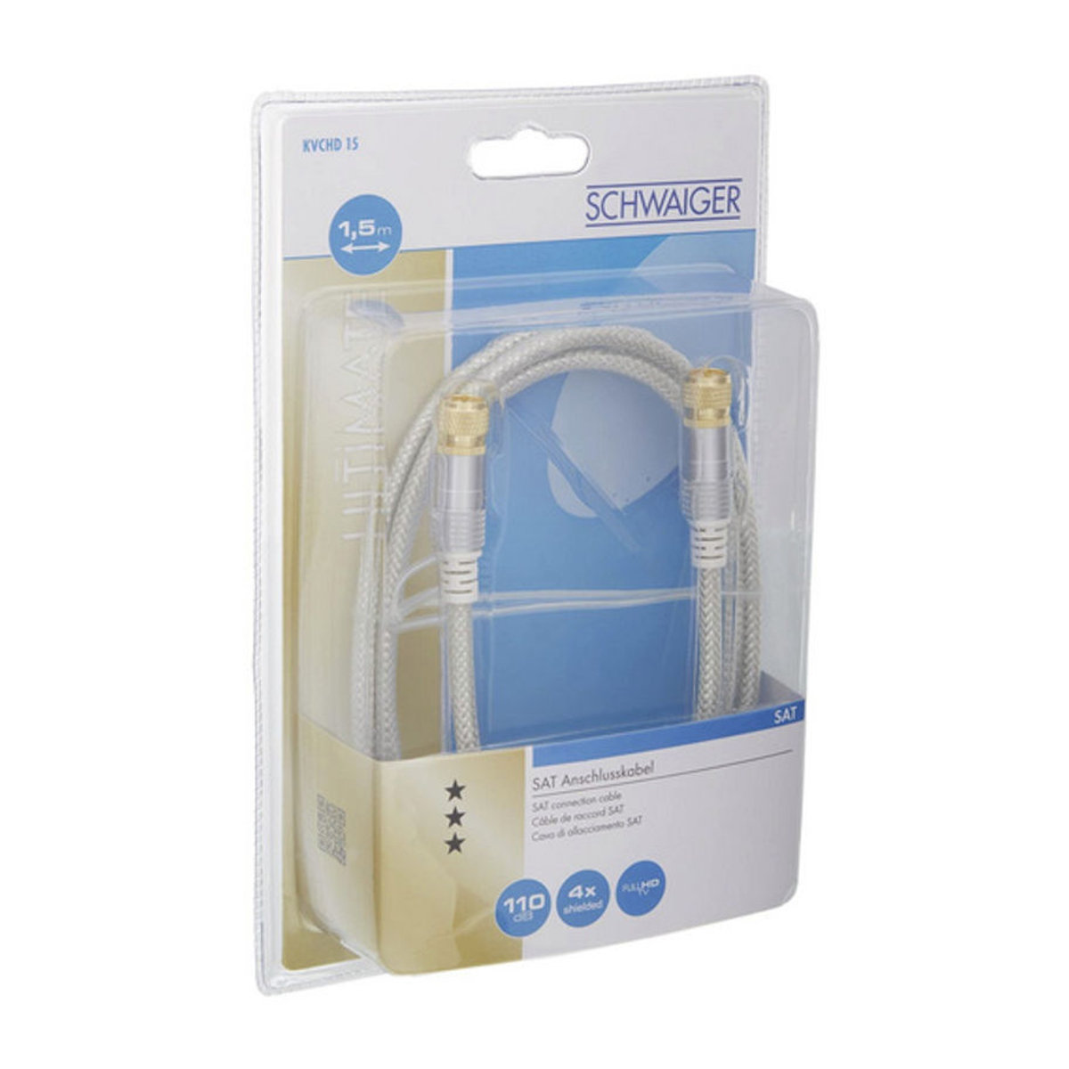 Schwaiger SAT Anschlusskabel KVCHD15 Transparent, Länge: 1,5 m, 1x F-Stecker / 1x F-Stecker - Bild 3