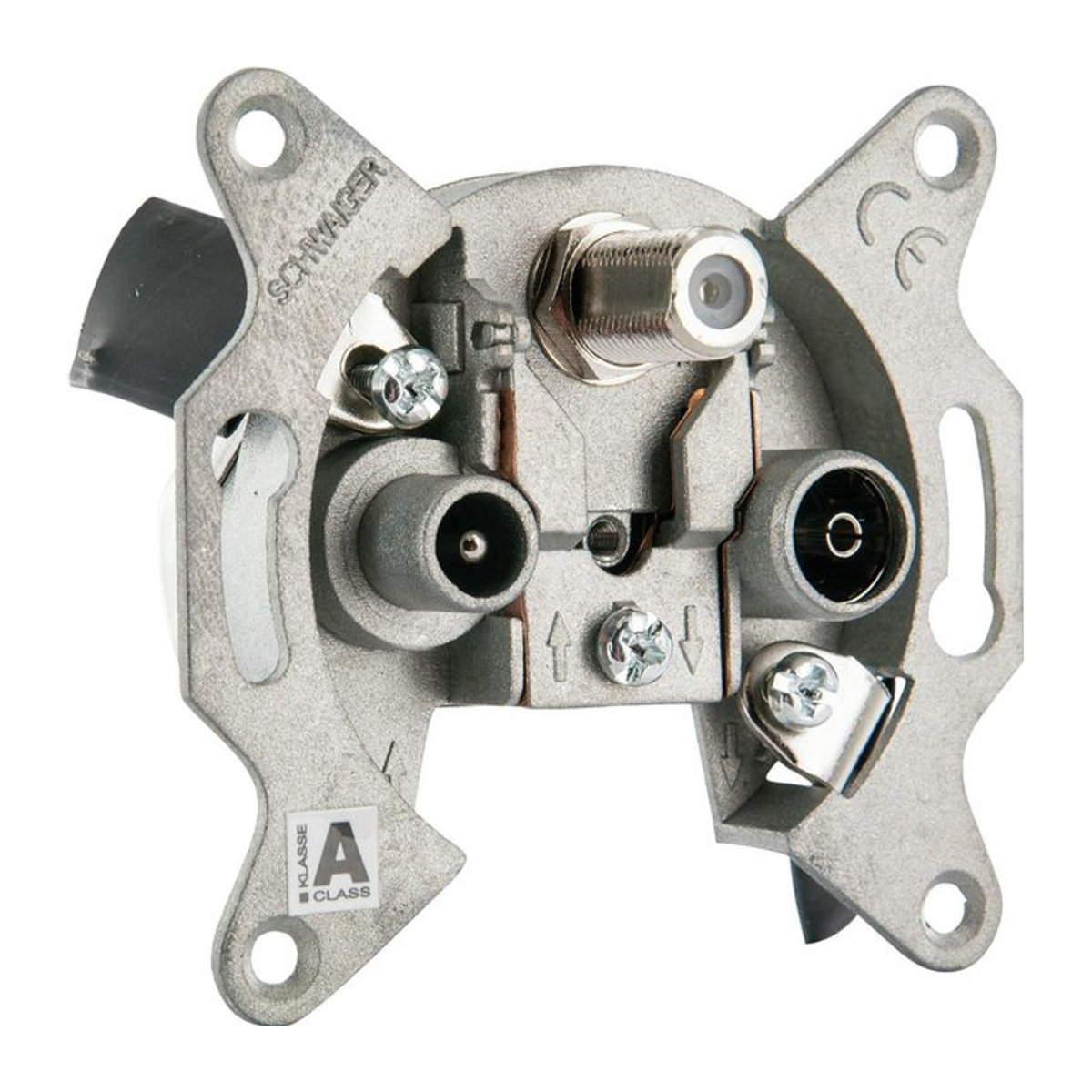 Schwaiger SAT-Einzelanschlussdose mit 3-Loch für Stichleitungen, 2,5 dB, Silber/Aluminium - Bild 1
