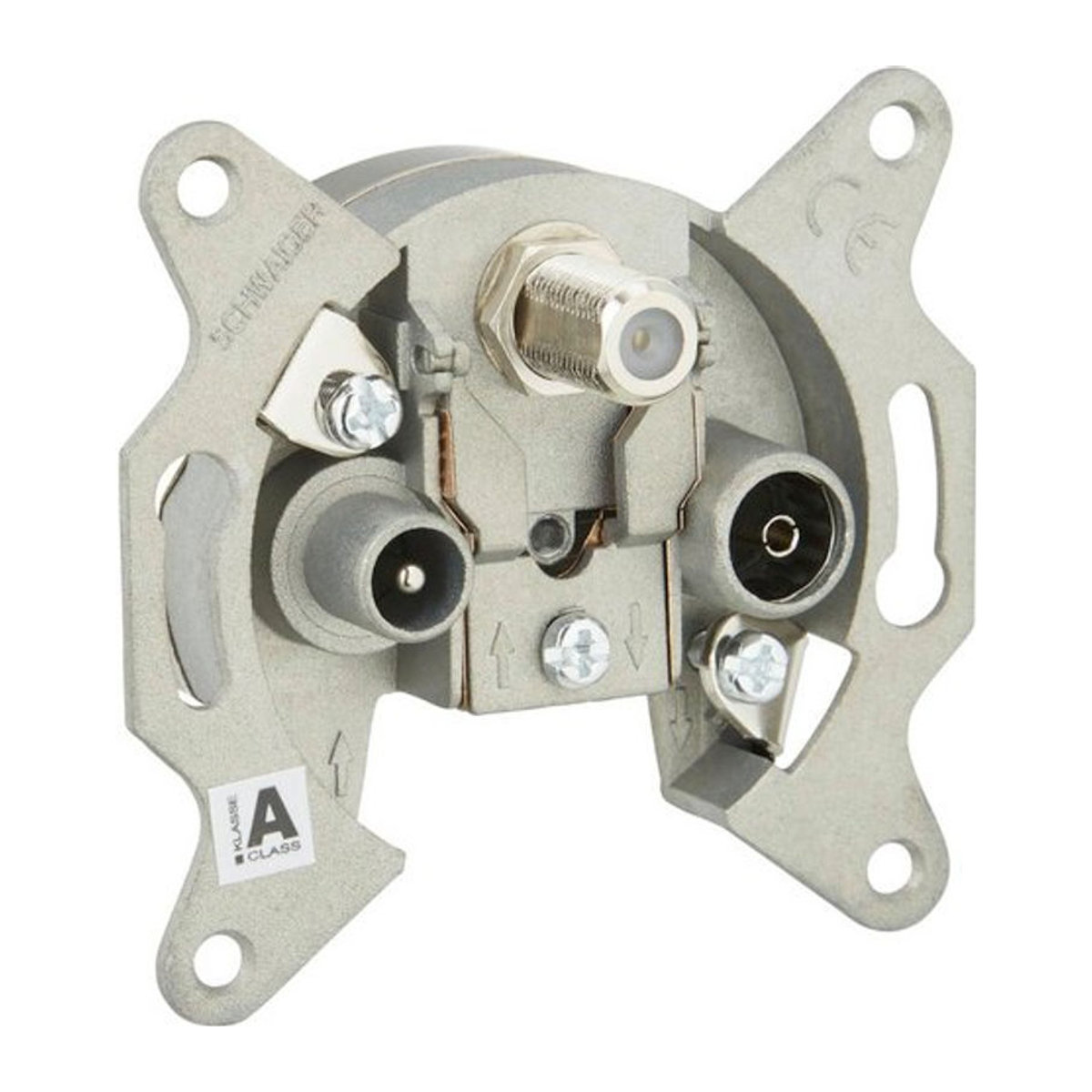 Schwaiger SAT-Einzelanschlussdose mit 3-Loch für Stichleitungen, 2,5 dB, Silber/Aluminium - Bild 2