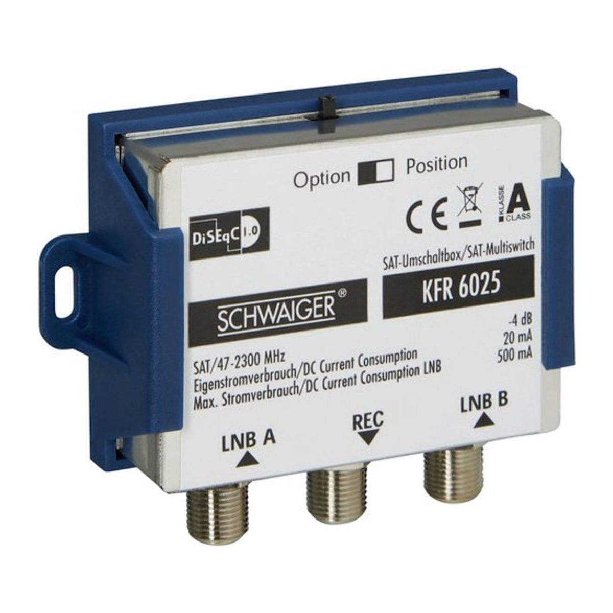Schwaiger SAT-Multischalter DiSEqC 2auf1 Umschaltbox aus Metall und Kunststoff in Silber - Bild 2