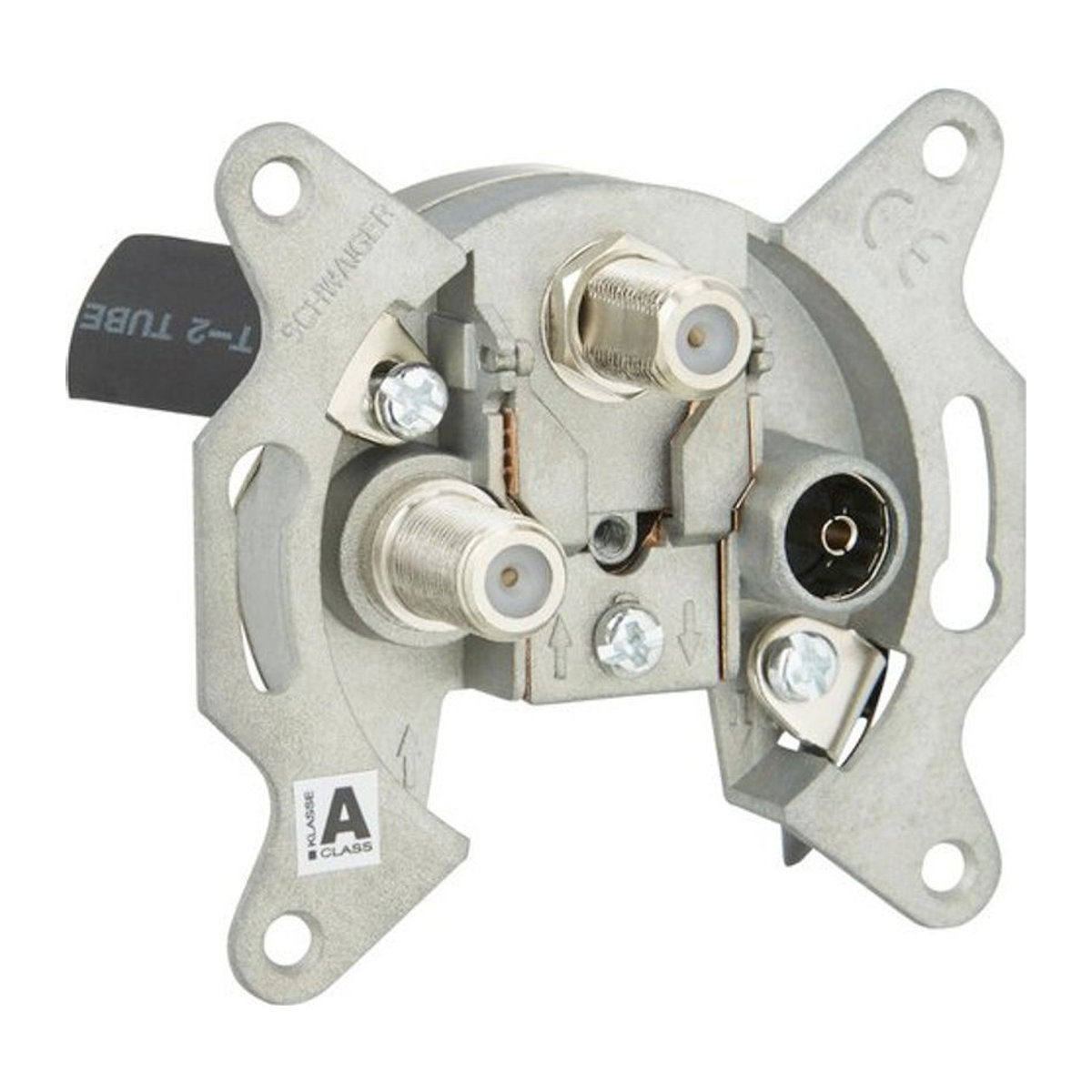 Schwaiger Sat Twin Stichleitungsdose DSE652 531 in Silber mit 3-Loch Anschluss: 2x F und 1x IEC Anschluss - Bild 2