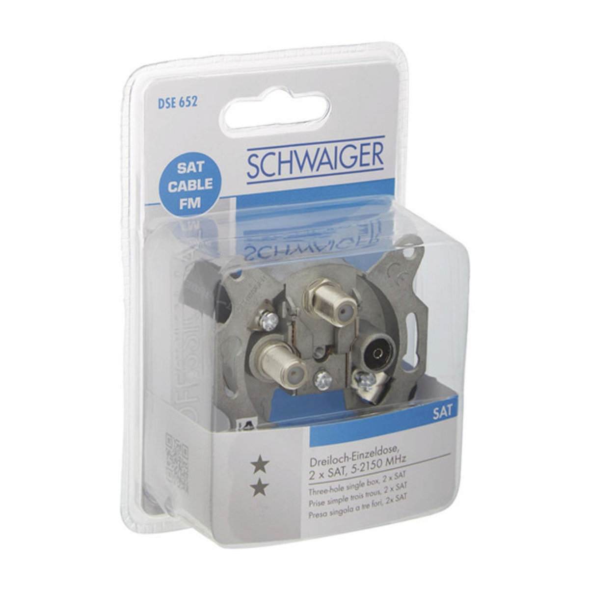 Schwaiger Sat Twin Stichleitungsdose DSE652 531 in Silber mit 3-Loch Anschluss: 2x F und 1x IEC Anschluss - Bild 3