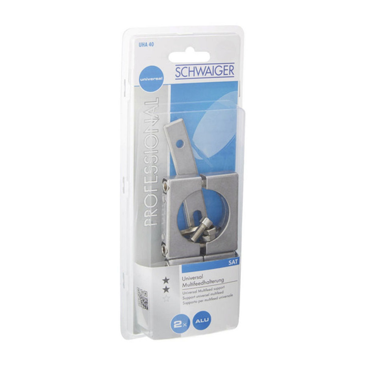 SCHWAIGER Universal-Multifeedhalterung aus Aluminium in Silber, B/H/T: 16,5 x 5,5 x 1,2 cm - Bild 2
