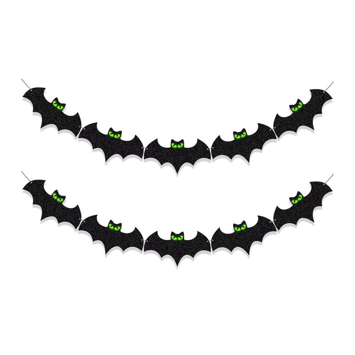 Schwarz leuchtendes Halloween-Fledermaus-Banner aus Papier für die hängende Innenraumdekoration - Bild 2