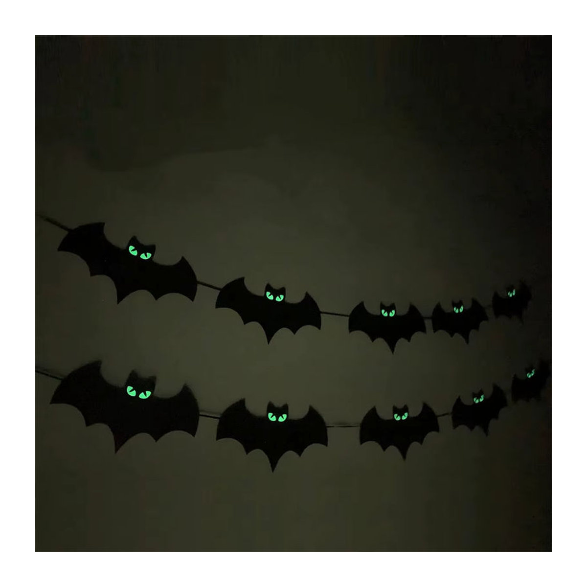Schwarz leuchtendes Halloween-Fledermaus-Banner aus Papier für die hängende Innenraumdekoration - Bild 3