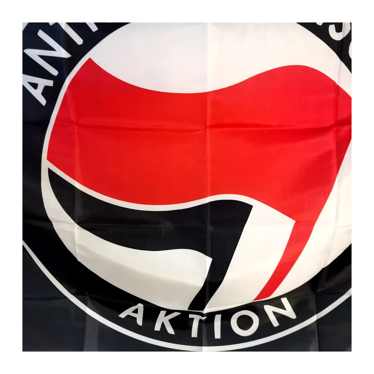 Schwarze Antifaschistische Aktionsflagge aus Polyester, Design: Antifa Anarchy Revolution, B x H: 90 x 150 cm - Bild 4