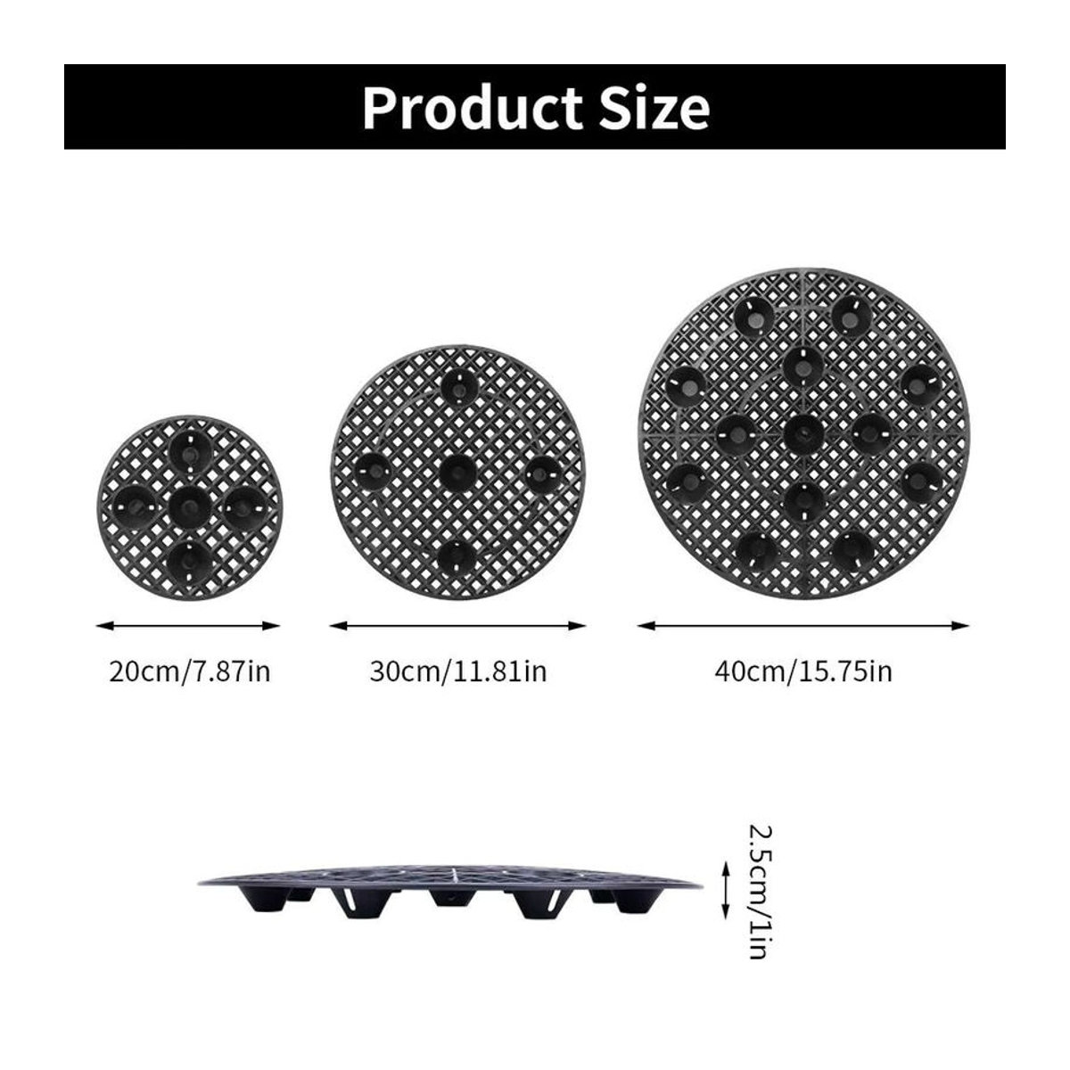 Schwarze Blumentopf Untertasse aus Kunststoff für Pflanzenhalter, Durchmesser: 20 cm, 30 cm, 40 cm - Bild 6