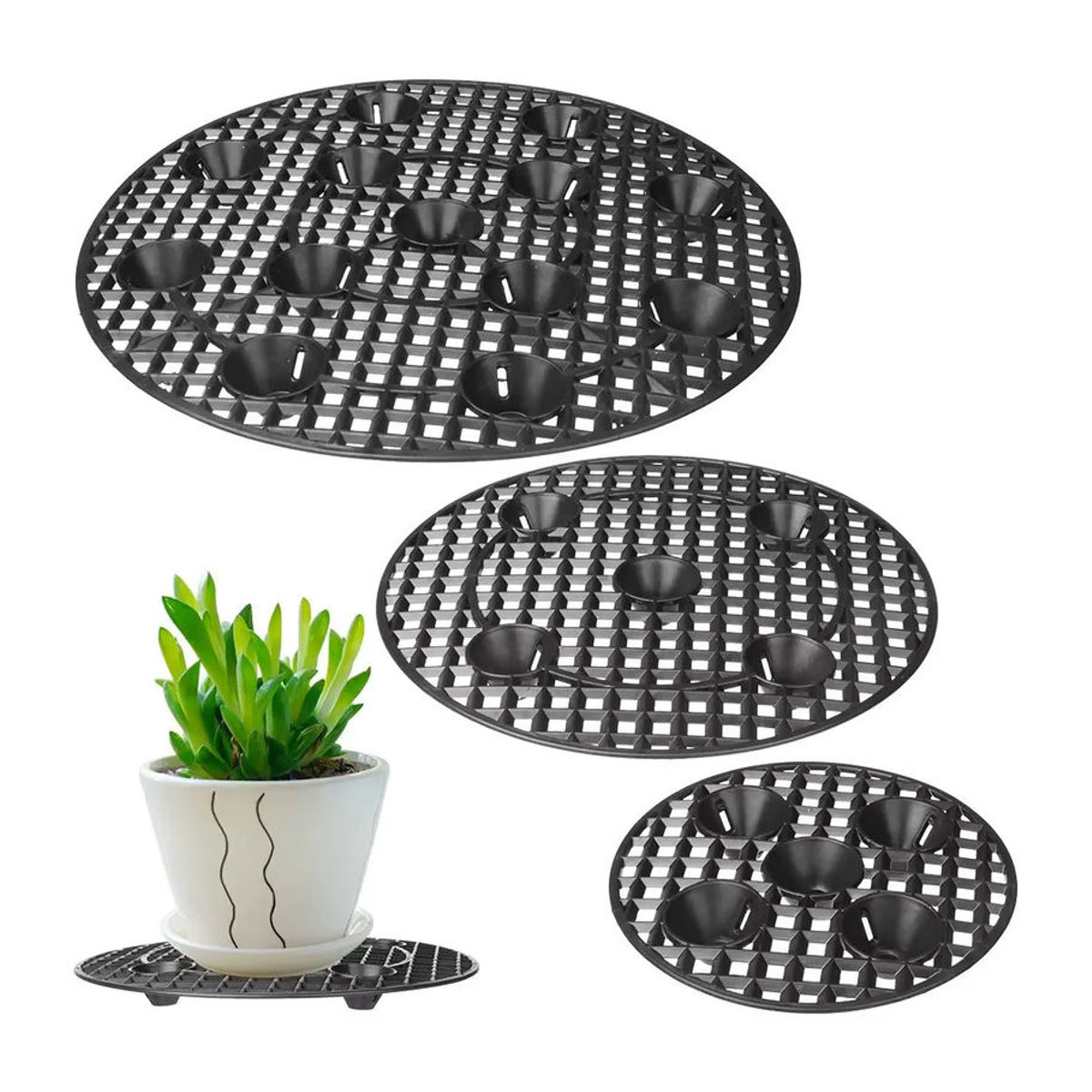Schwarze Blumentopf Untertasse aus Kunststoff für Pflanzenhalter, Durchmesser: 20 cm, 30 cm, 40 cm - Bild 7