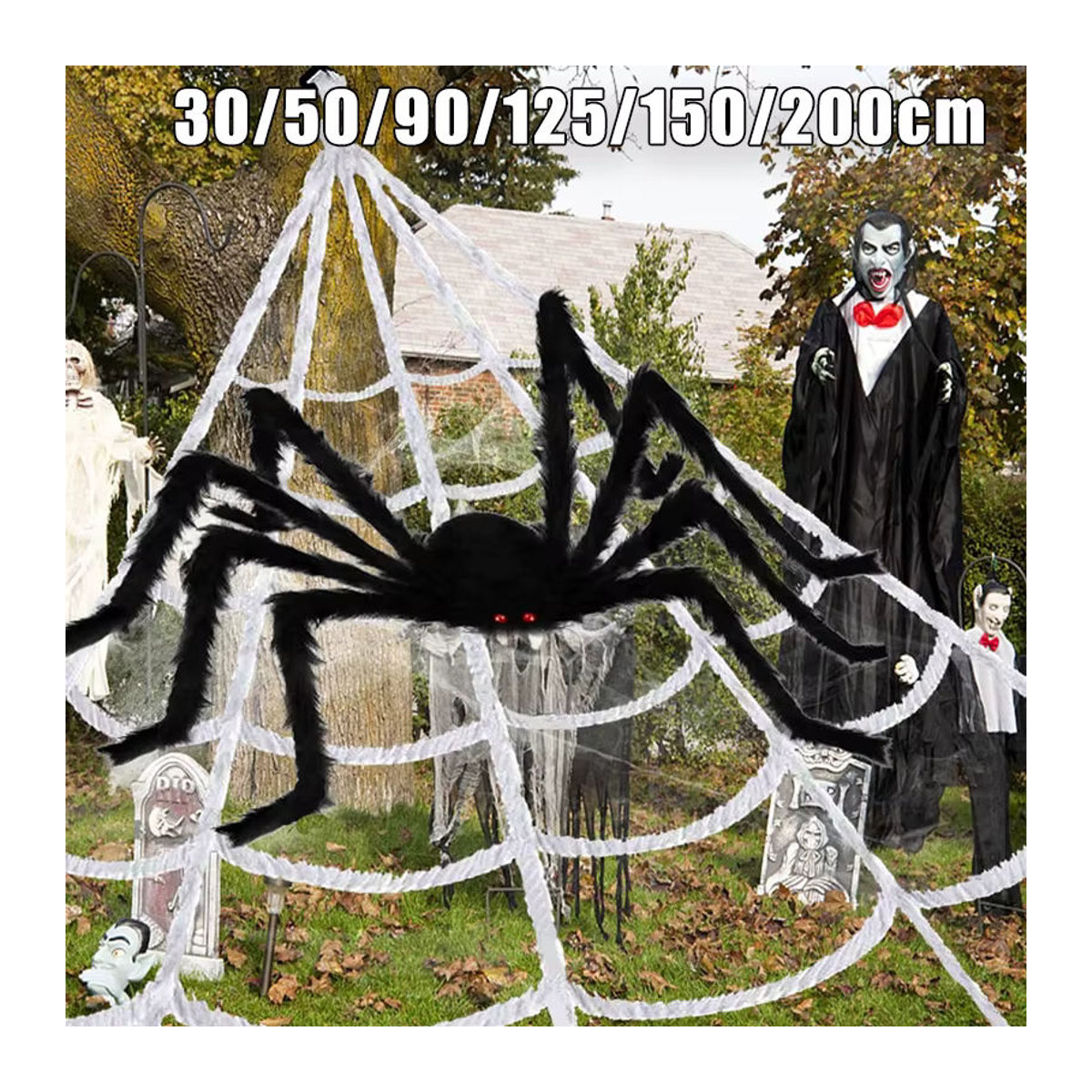 Schwarze haarige Halloween-Spinne als hängende Dekoration für Horror-Partys und Garten, Textil - Bild 2