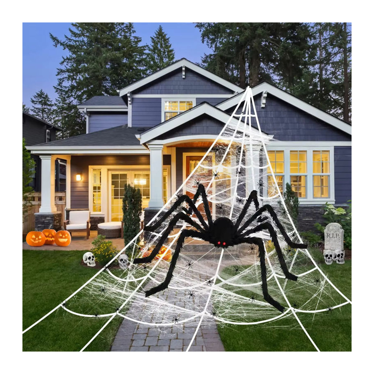Schwarze haarige Halloween-Spinne als hängende Dekoration für Horror-Partys und Garten, Textil - Bild 4