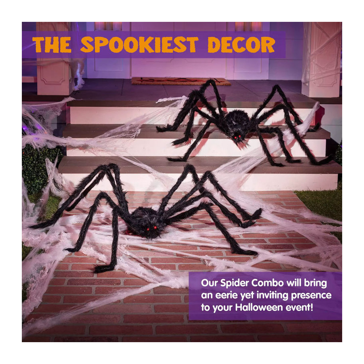 Schwarze haarige Halloween-Spinne als hängende Dekoration für Horror-Partys und Garten, Textil - Bild 6