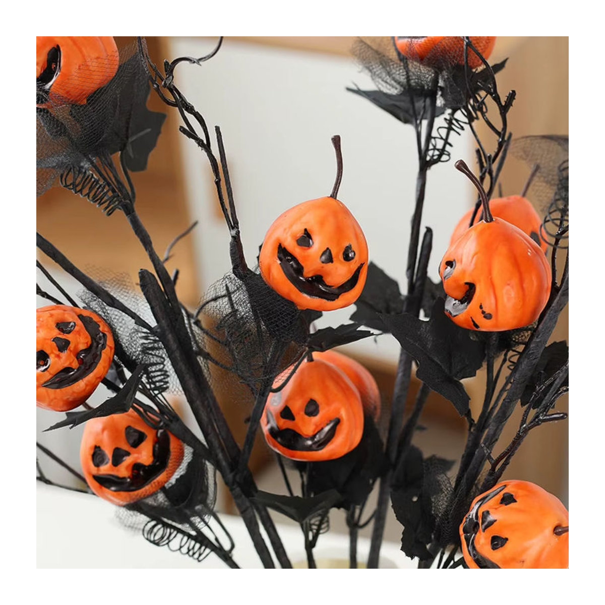 Schwarze Halloween-Dekoration Horror-Kürbis-Stecklinge für Blumensträuße und Party-Ornamente - Bild 6