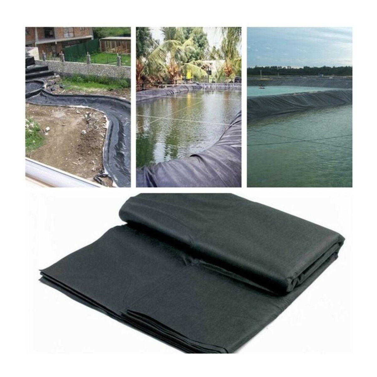 Schwarze HDPE Teichfolie für Fischteich und Pool als wasserdichte Membran für die Gartenlandschaft, 0,12 mm Dicke - Bild 1