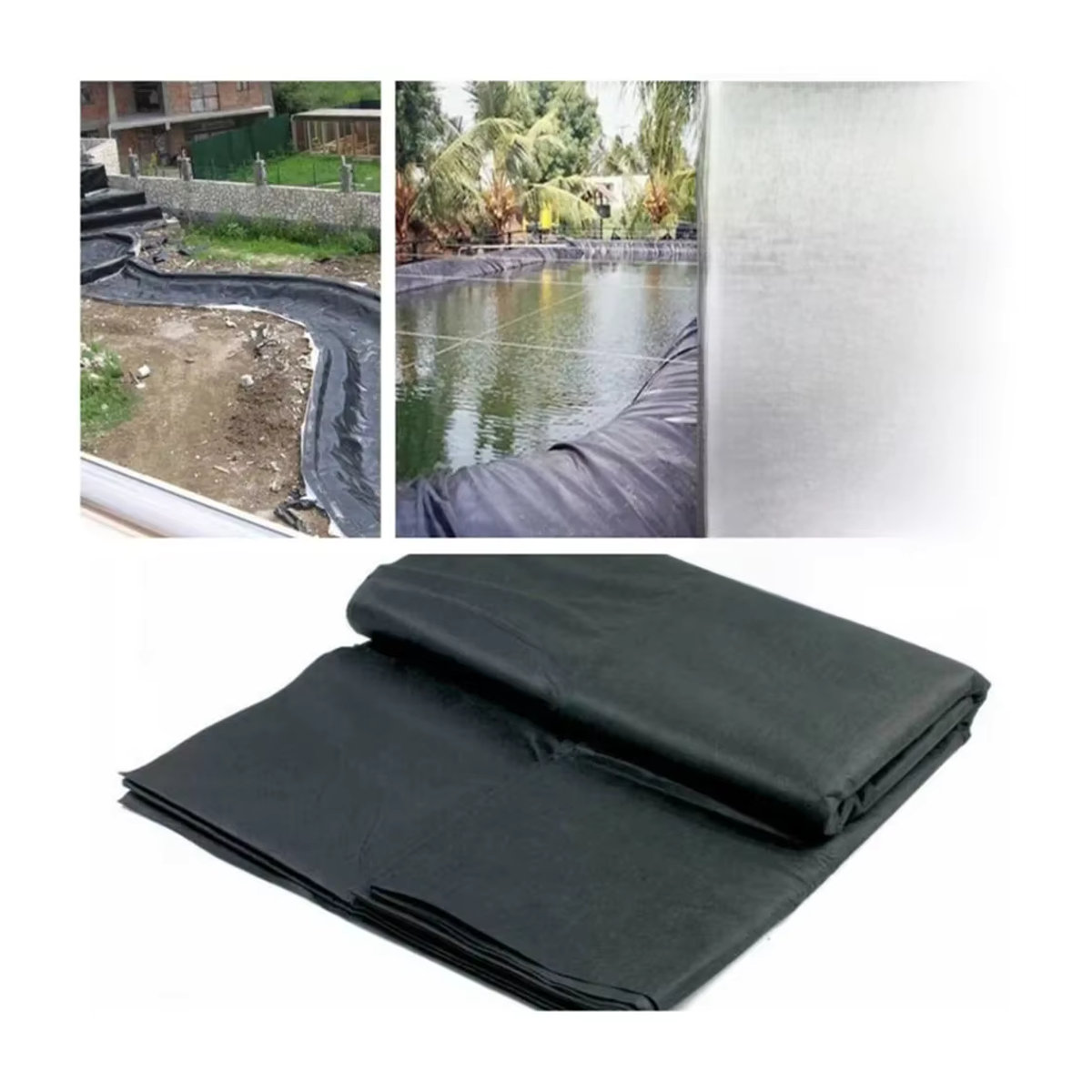 Schwarze HDPE Teichfolie für Fischteich und Pool als wasserdichte Membran für die Gartenlandschaft, 0,12 mm Dicke - Bild 7