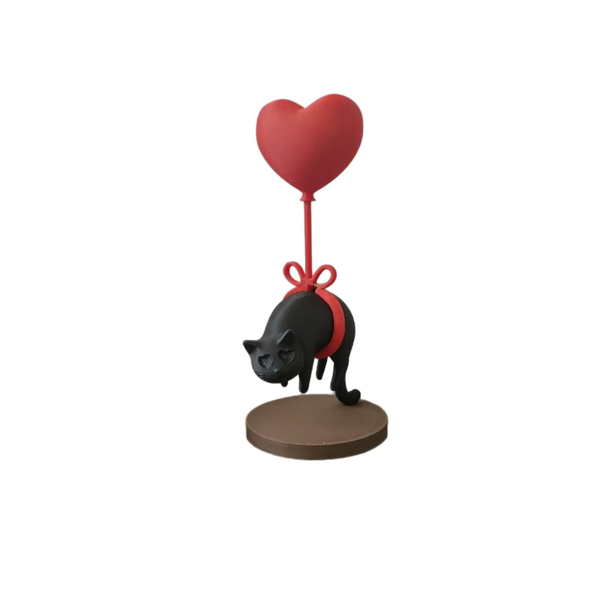 Schwarze Katzen-Herzballon Tischdekoration in 3D-Druck als kreative Heimdekoration für den Valentinstag, Farbe: Schwarz, B/T/H: 17 x 7,5 x 7,5 cm - Bild 1