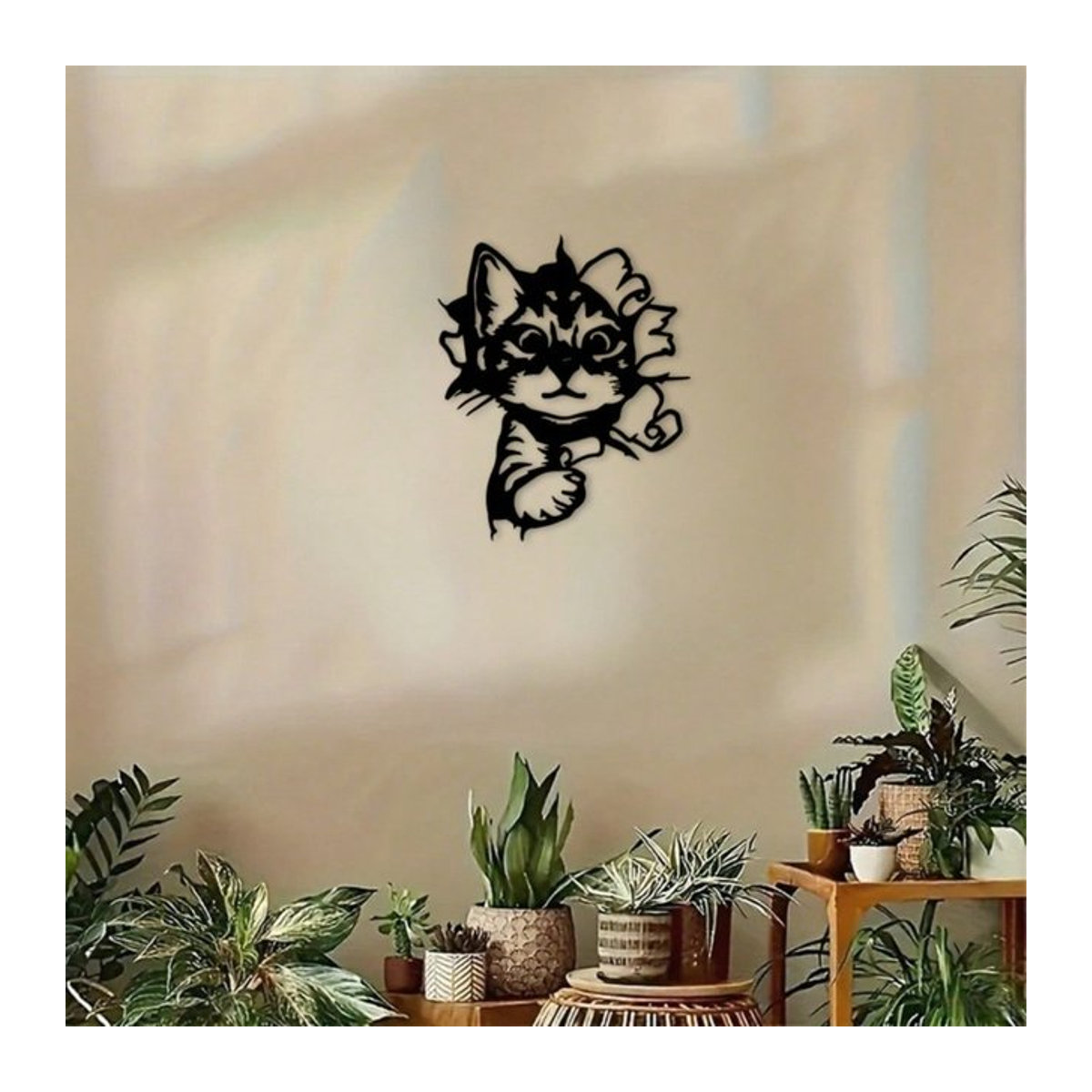 Schwarze Katzen-Wanddekoration aus Metall von CIFBUY als wandmontierte Tierskulptur - Bild 1