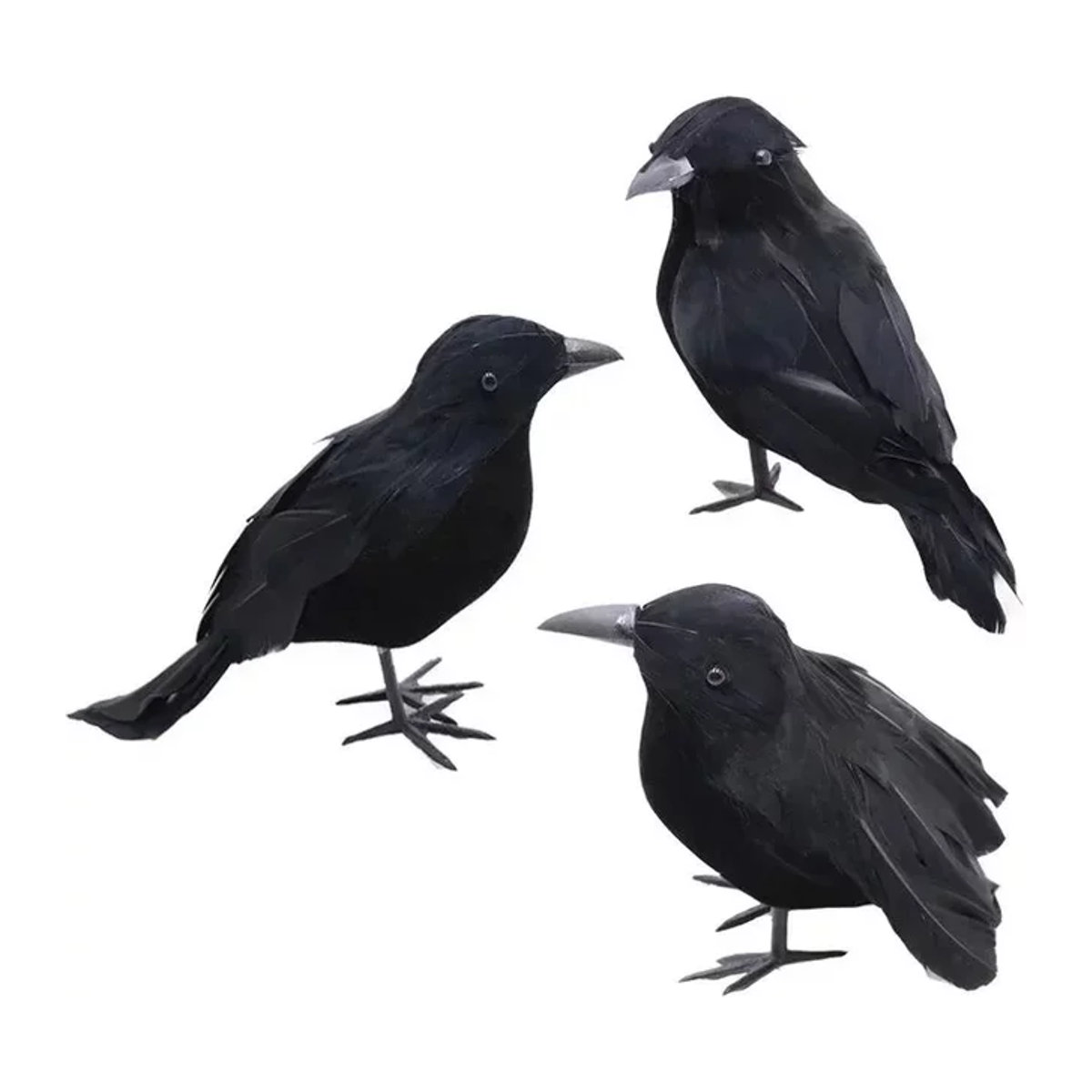Schwarze Krähe als täuschend echtes Vogelfigur-Spielzeug zur Vogelabwehr für den Garten und Außenbereich - Bild 1