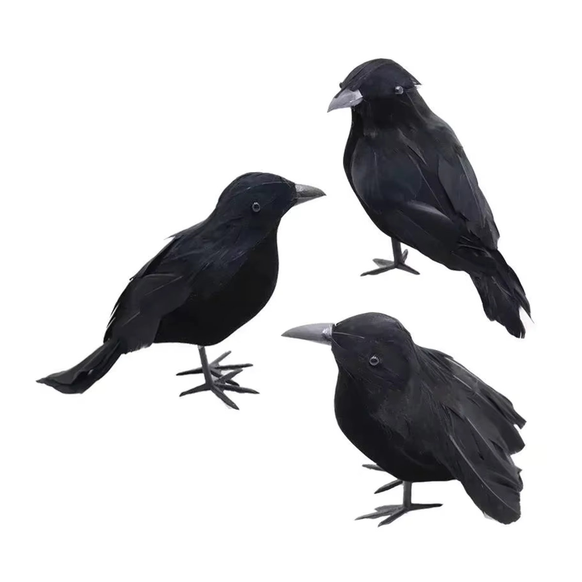 Schwarze Krähe als täuschend echtes Vogelfigur-Spielzeug zur Vogelabwehr für den Garten und Außenbereich - Bild 6