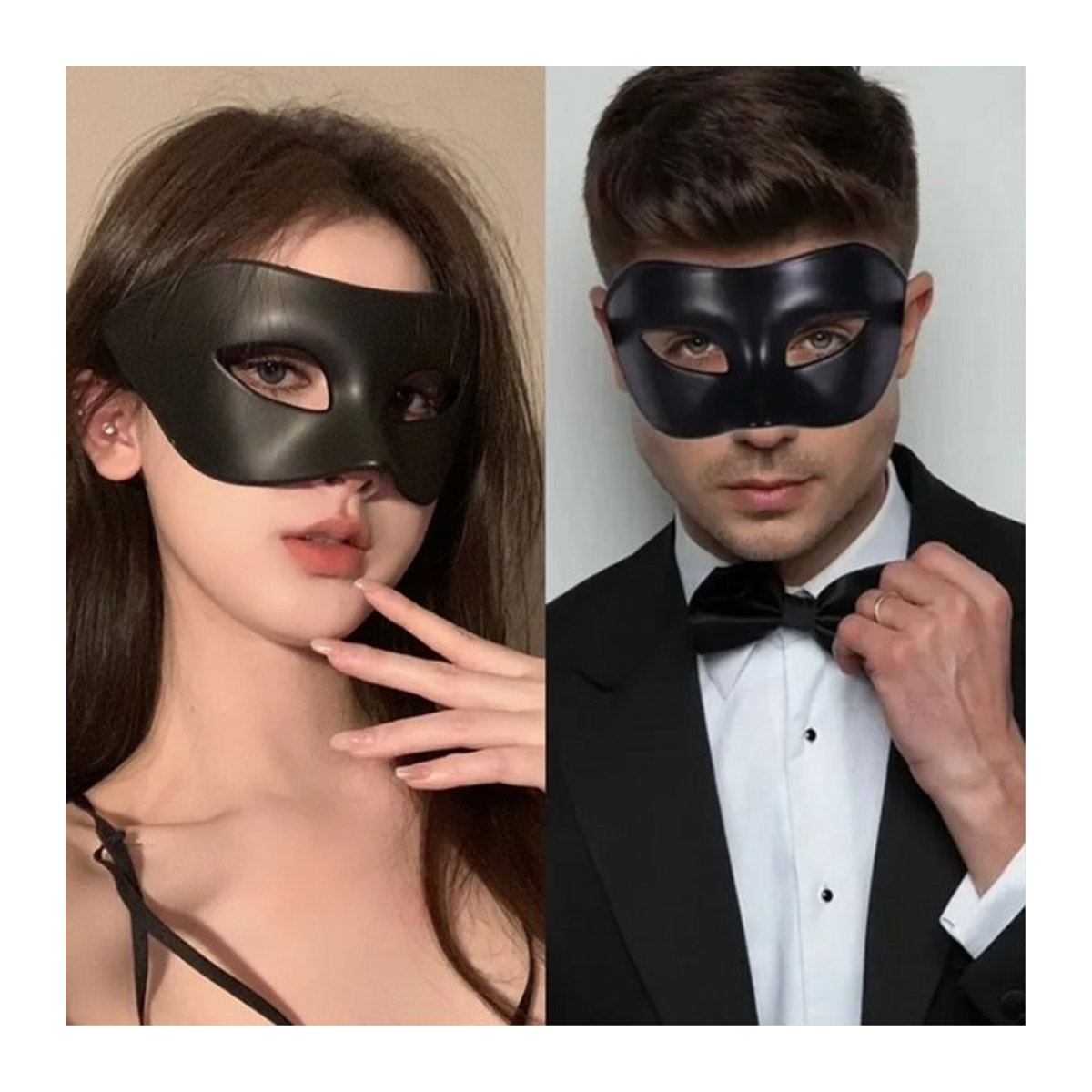 Schwarze Maskerade Augenmaske aus Kunststoff für Halloween und Karneval als Unisex Cosplay Kostüm Requisit - Bild 1
