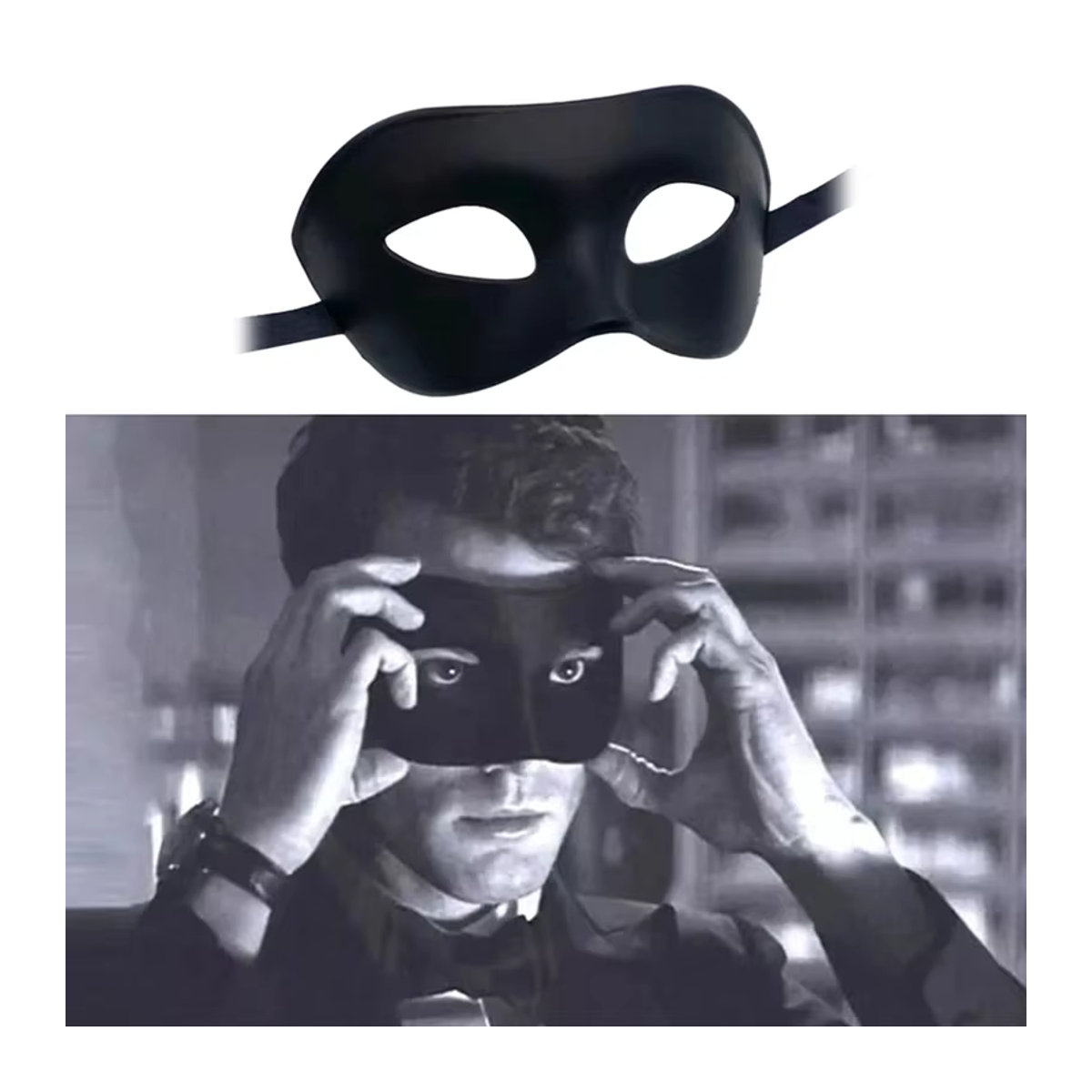 Schwarze Maskerade Augenmaske aus Kunststoff für Halloween und Karneval als Unisex Cosplay Kostüm Requisit - Bild 3