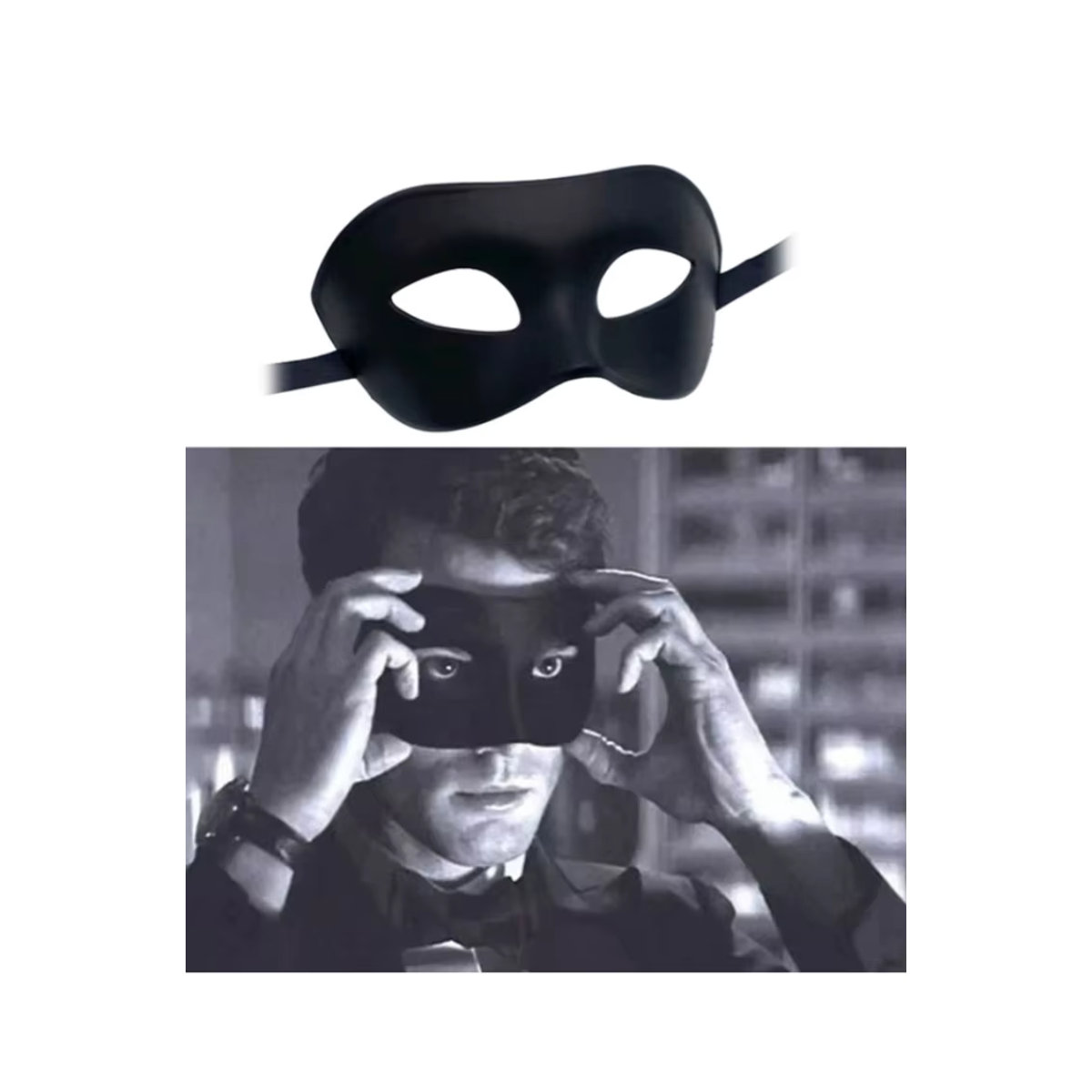 Schwarze Maskerade Augenmaske aus Kunststoff für Halloween und Karneval als Unisex Cosplay Kostüm Requisit - Bild 5