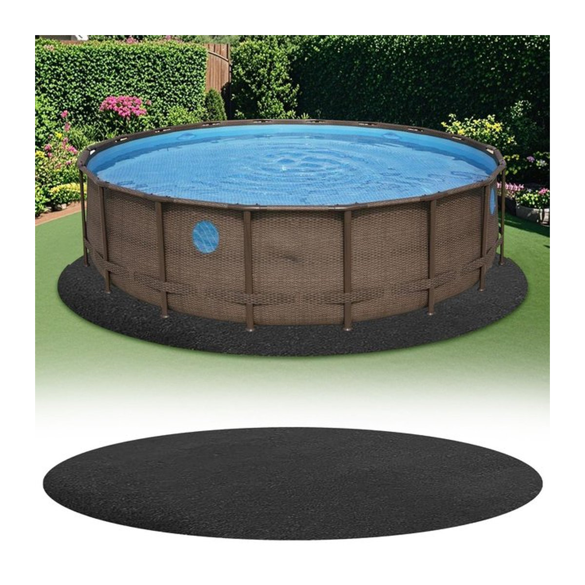Schwarze Pool-Einlage als Bodenschutz und Pool-Bodenmatte für Outdoor-Anwendungen auf Gras, Holz, Beton oder Kies - Bild 1