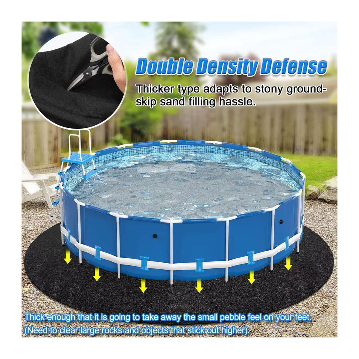 Schwarze Pool-Einlage als Bodenschutz und Pool-Bodenmatte für Outdoor-Anwendungen auf Gras, Holz, Beton oder Kies - Bild 2