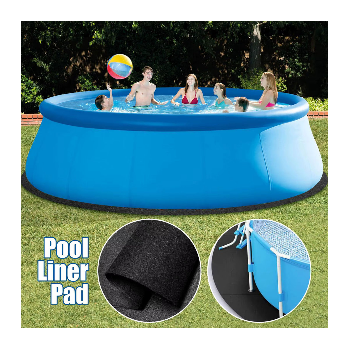 Schwarze Pool-Einlage als Bodenschutz und Pool-Bodenmatte für Outdoor-Anwendungen auf Gras, Holz, Beton oder Kies - Bild 3