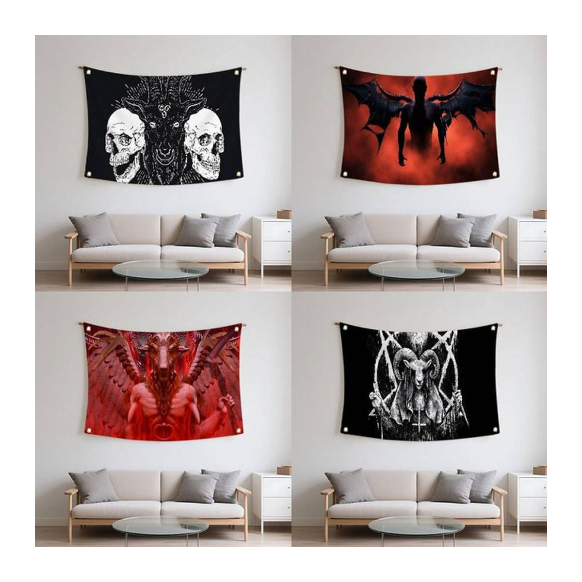 Schwarze Satan Teufel Flagge als dekorative Textil-Wanddekoration für Zuhause und Outdoor - Bild 1