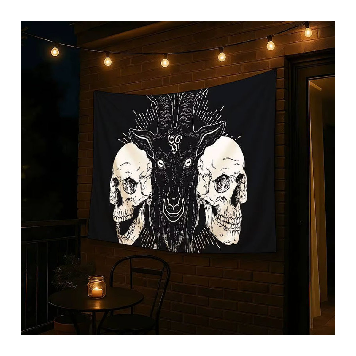 Schwarze Satan Teufel Flagge als dekorative Textil-Wanddekoration für Zuhause und Outdoor - Bild 2