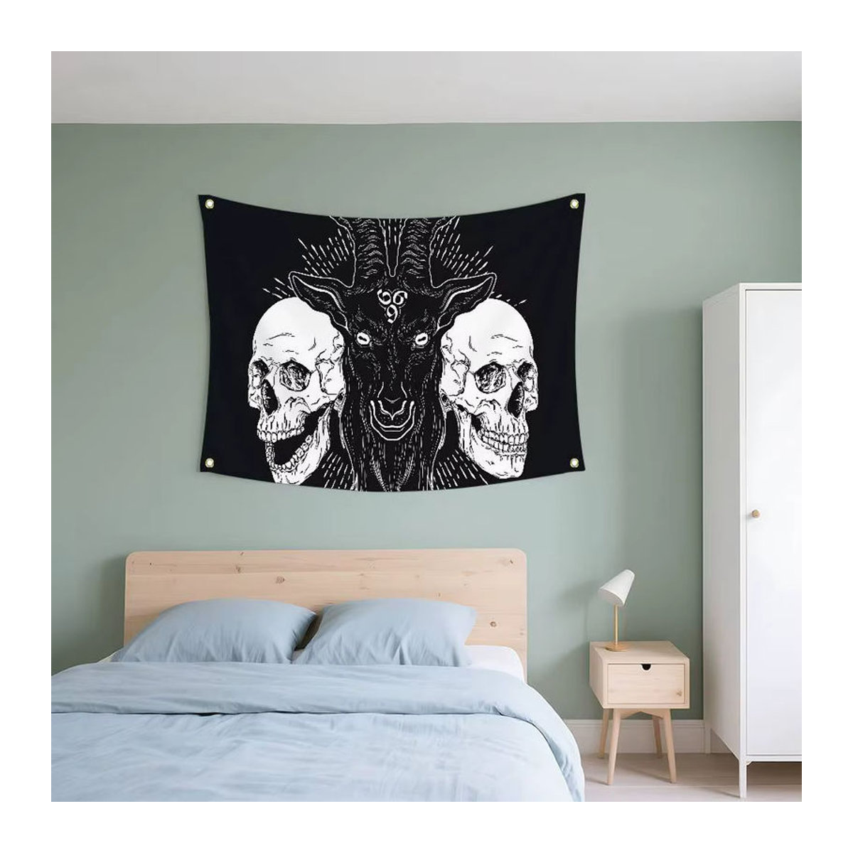 Schwarze Satan Teufel Flagge als dekorative Textil-Wanddekoration für Zuhause und Outdoor - Bild 3